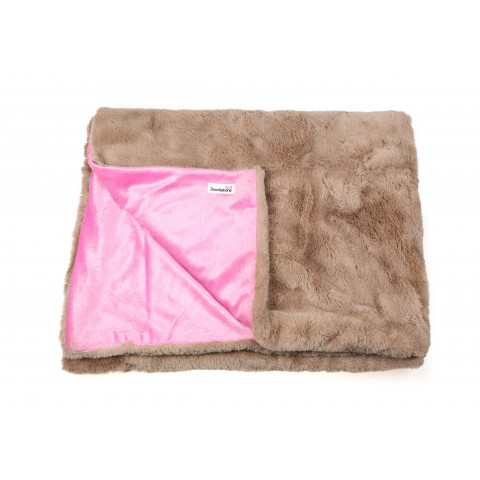 Faux Fur Blanket Stone & Blush