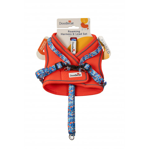 Cat Roaming Harness & Lead Tangerine/Reef S
